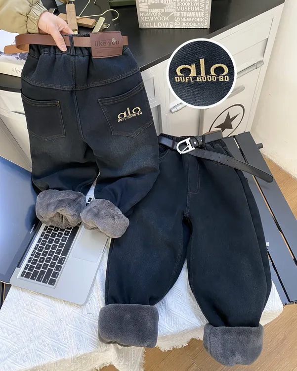 【750克特厚抗寒】仿兔毛加绒加厚棉裤特厚洋气品质软牛仔裤中大童