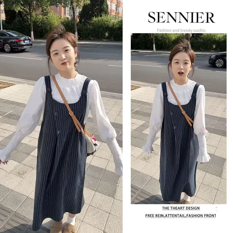 早秋穿搭女2025秋季新款洋气显瘦内搭长袖减龄背心连衣裙两件套装