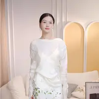 通勤法式性感风抽褶系带薄款衬衫春夏女装上衣长袖质感白色ZD3047