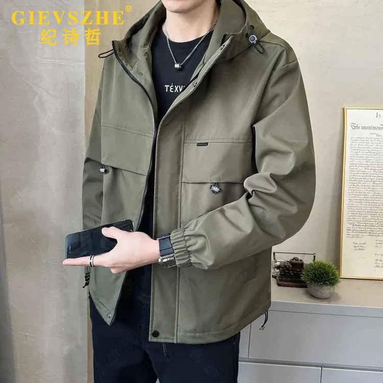 纪诗哲男款冲锋衣户外防风防水工装外套潮流休闲复古加绒连帽工装