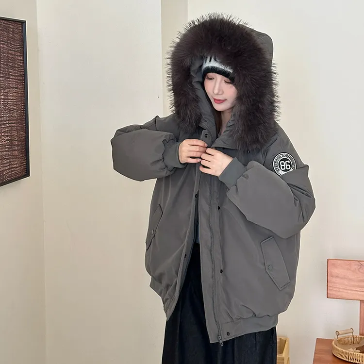 2025新款美式大毛领工装派克服棉衣棉服女学生韩版棉袄冬季外套潮