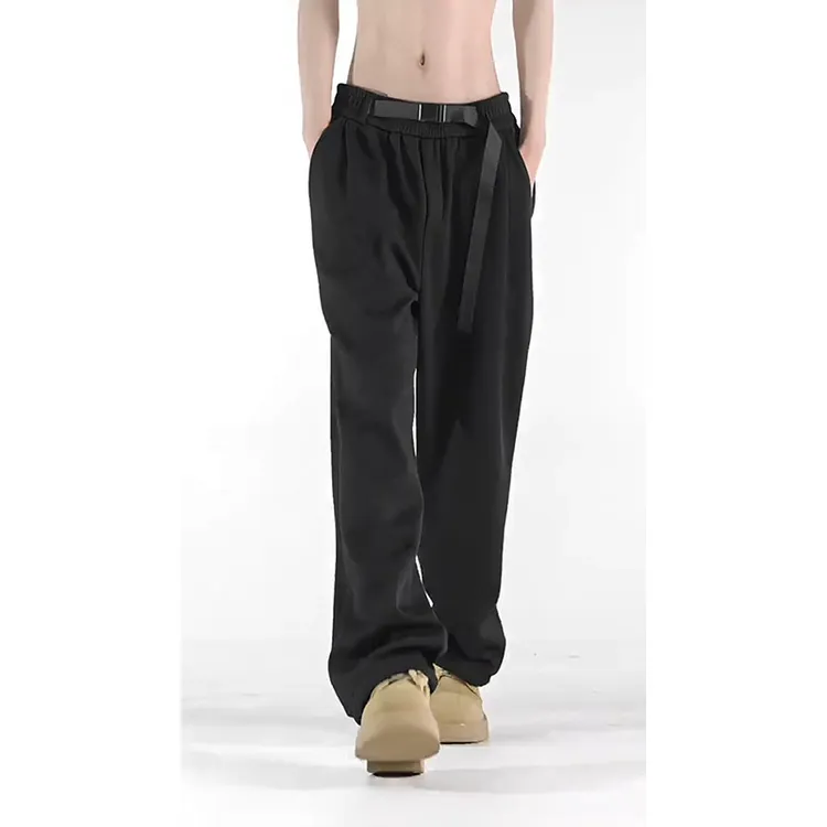 美式战术腰带重磅卫裤男秋冬加绒加厚休闲裤子潮牌痞帅垂感阔腿裤