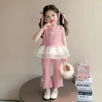 A-Y661女童夏装套装洋气薄款公主风背心喇叭防蚊裤两件套