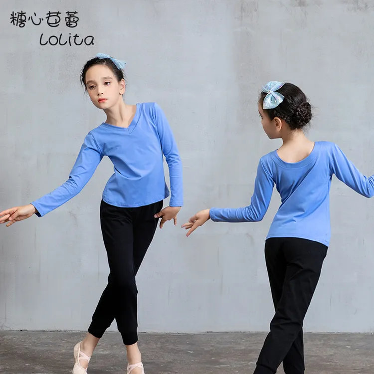 儿童舞蹈服短袖上衣分体套装女童跳舞练功专用衣服女童中国舞形体
