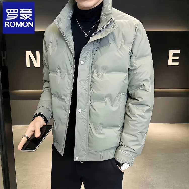 Romon/罗蒙羽绒服男士加厚保暖时尚轻薄外套2025冬季立领休闲短款
