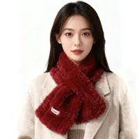 软糯针织毛线红色围巾女秋冬亲肤加厚保暖百搭高级感防寒围脖