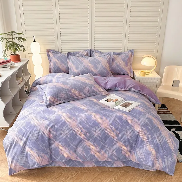 60花型加厚全棉四件套纯棉斜纹棉被罩简约印花单人磨毛亲肤三件套