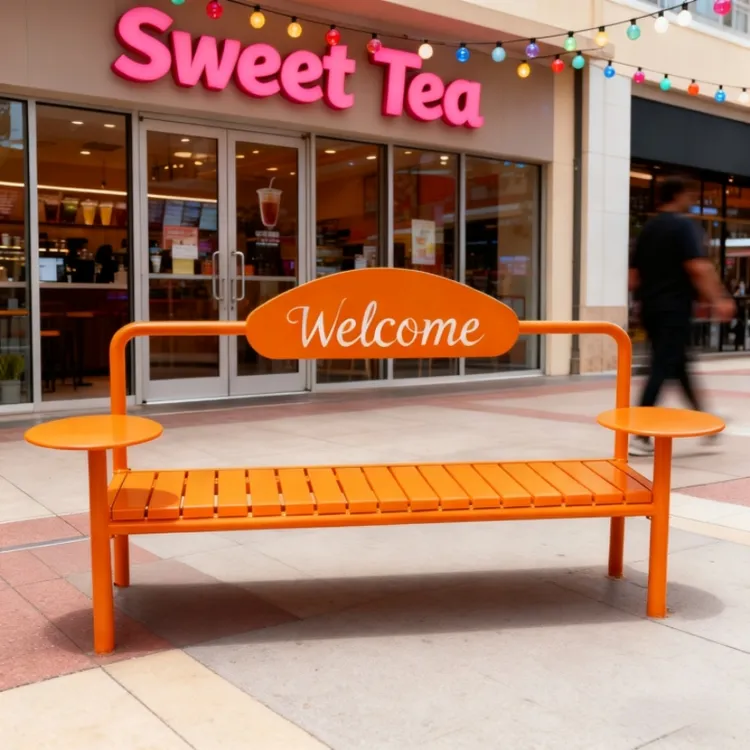ins户外长椅公园椅子庭院商铺机构门口休闲椅网红打卡铁艺座椅