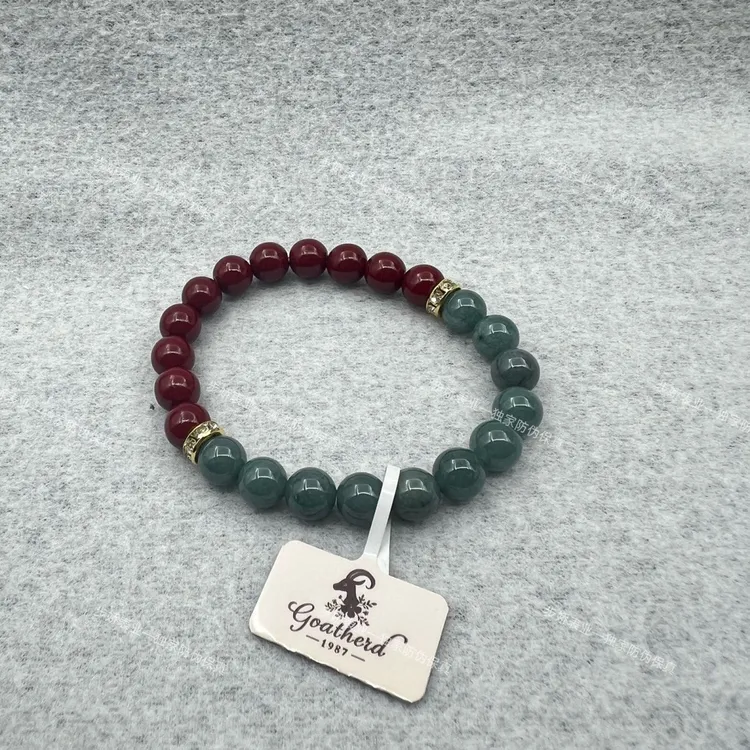 【商场过万】保真天然A货翡翠搭配朱砂小众轻奢精致手串,假必赔