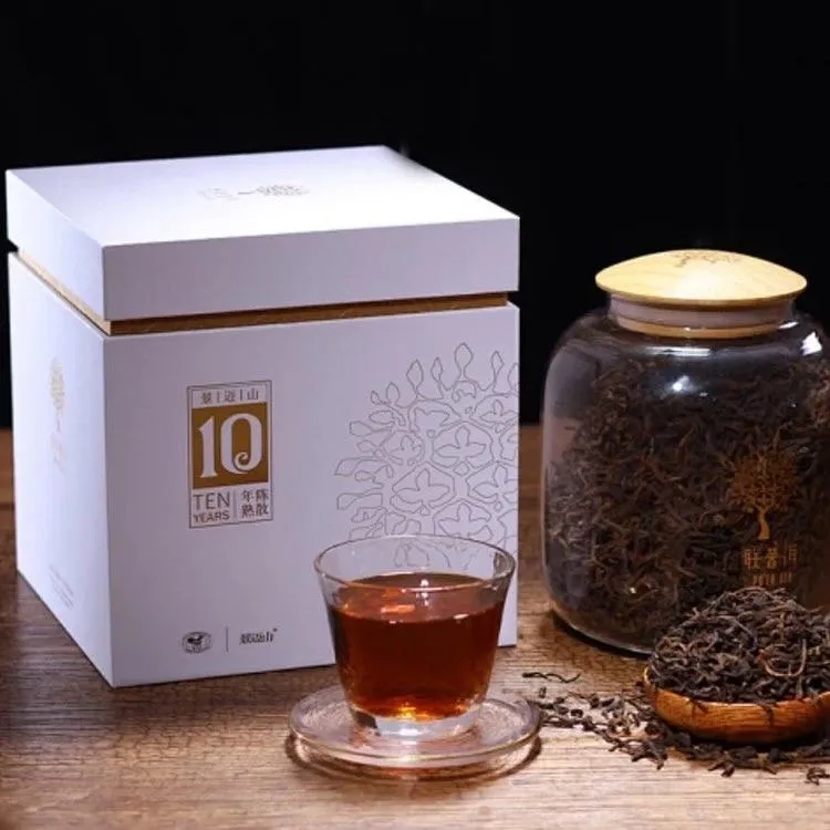 柏联普洱 景迈山 十年陈 熟普 玻璃罐礼盒装 普洱散茶 陈香粥米香