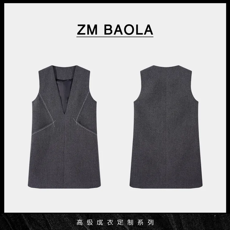 ZM BAOLA【线雨】明线设计立裁羊毛无袖连衣裙CW814-M2