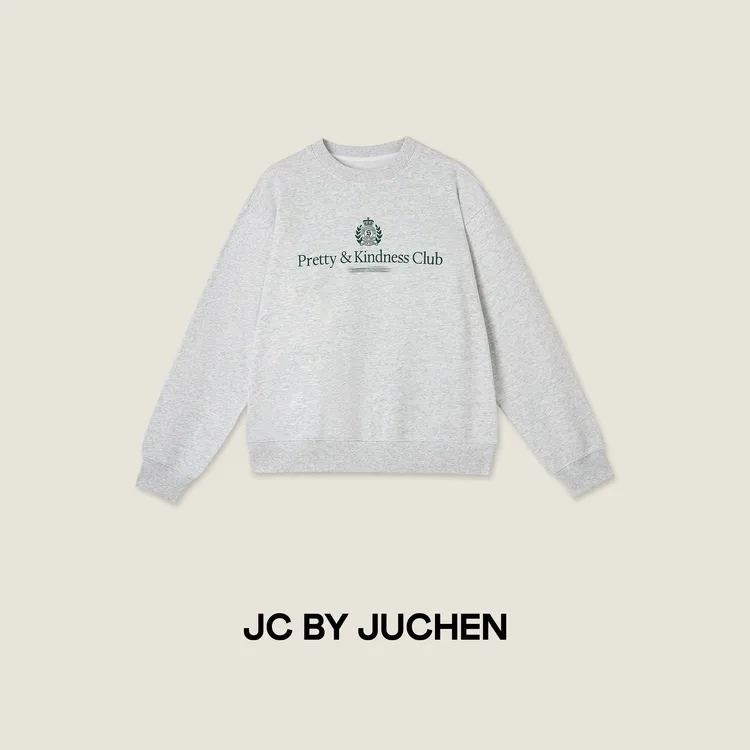 健康有钱姐姐系列 美式学院字母印花柔软线圈棉套头卫衣 FW023679