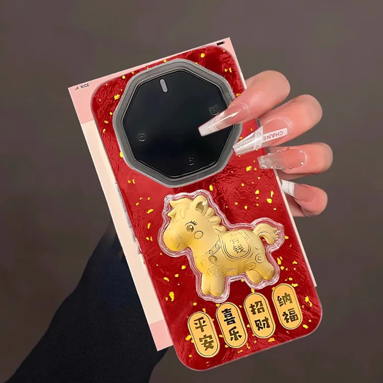适用华为mate80rs非凡大师手机壳马年马上有钱金箔平安喜乐全包潮