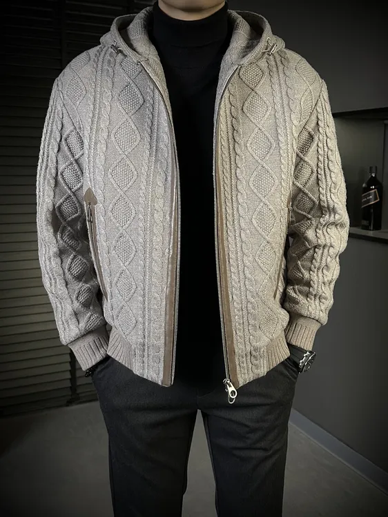 KING&GUCH【鹅绒✚针织】秋冬季新款商务休闲百搭连帽羽绒服5738