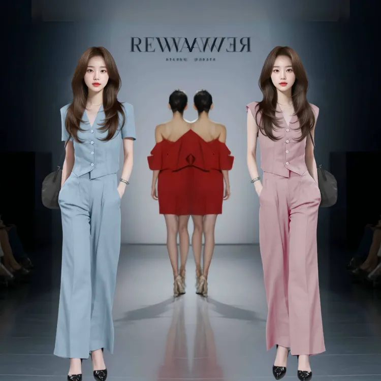 时尚新款V夏装套装气质两件套蓝色一整套轻熟2025搭配时髦女装领