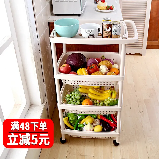 厨房置物架落地多层果蔬菜架菜篮子小推车储菜筐收纳用品家用大全