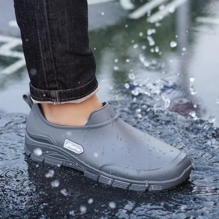 时尚男士低帮耐磨防水防滑防臭轻便雨鞋加绒厚底潮流软底厨房水鞋