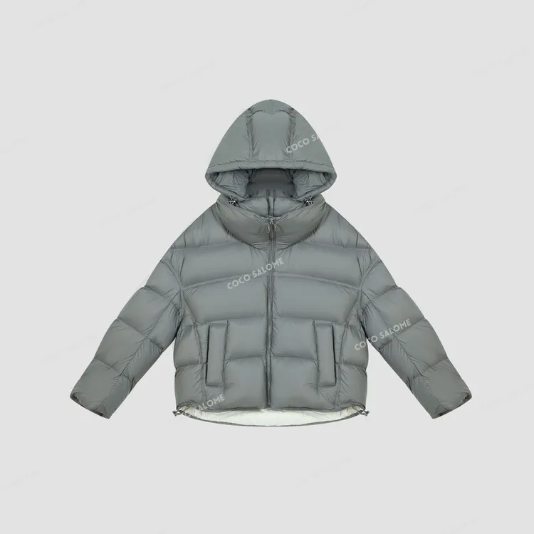 韩彬彬"云感泡芙"秋冬季立领百搭简约连帽短款保暖鸭绒服0639-5