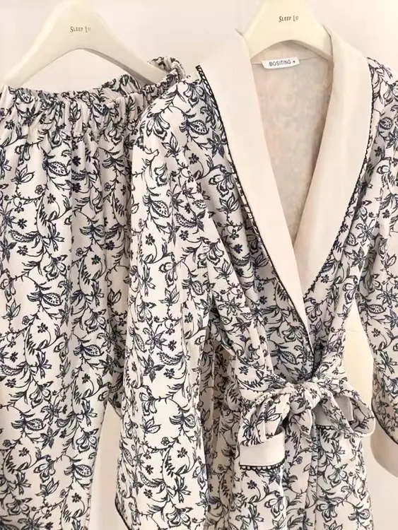 2025新款海岛绒睡衣女秋冬季法式碎花轻奢高级感可外穿家居服套装