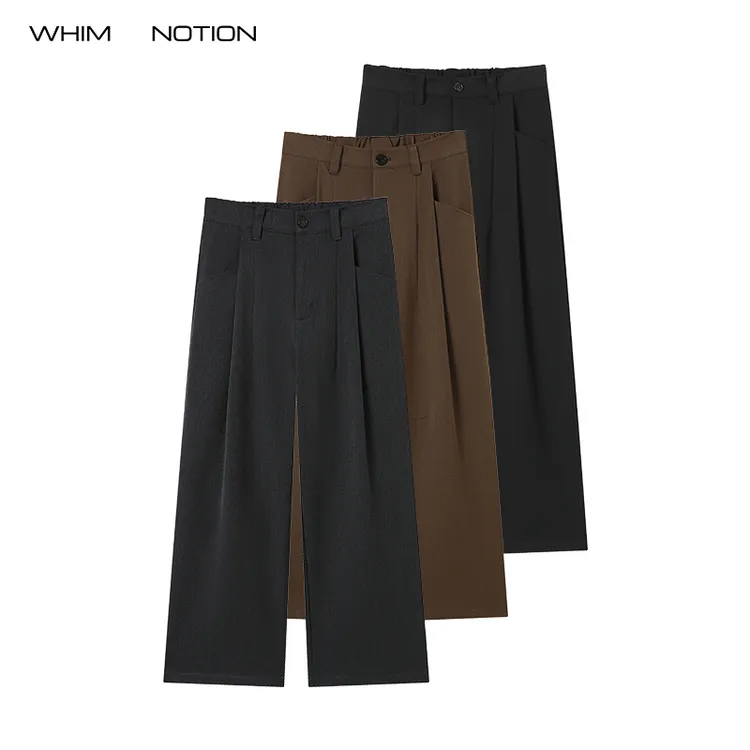 WHIMNOTION 25AW「优雅过冬」立体打褶色纺重磅加绒长裤垂感西裤