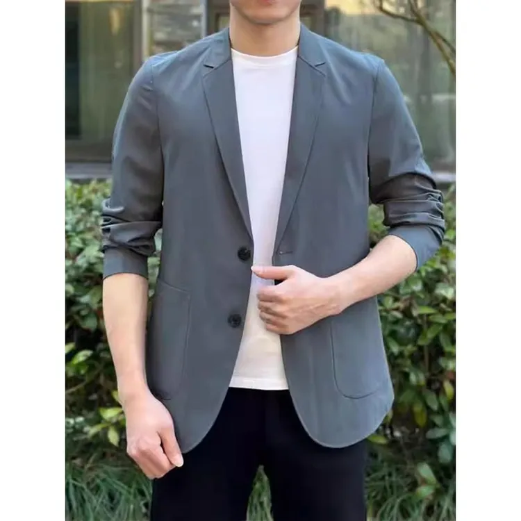 汤米轻奢冰丝速干西装外套男夏季垂坠感轻薄上衣潮流宽松休闲西服