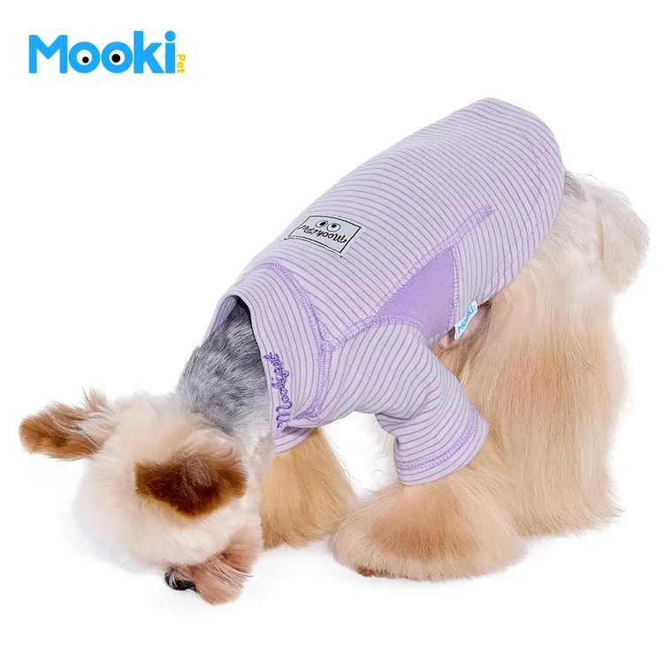mookipet狗狗条纹德绒T恤秋冬新款比熊泰迪西高地小型犬保暖衣服