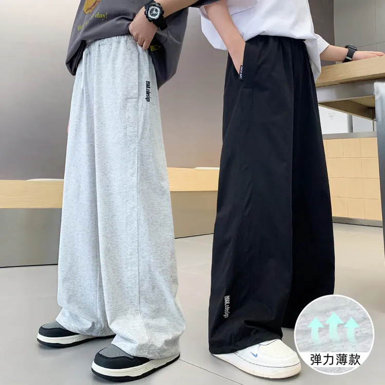 男童直筒裤子夏季薄款宽松中大童休闲卫裤春装2025新款儿童运动裤