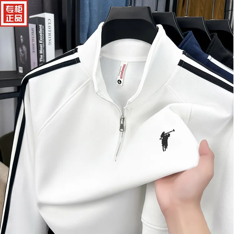 保罗【专柜正品】拉链立领长袖卫衣男士宽松刺绣上衣男装秋冬季长袖