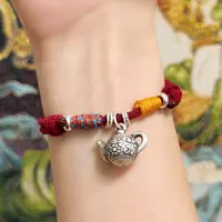 足银手链 足银999手链【把把壶】新中式手链小众盘缠手工可调节日礼