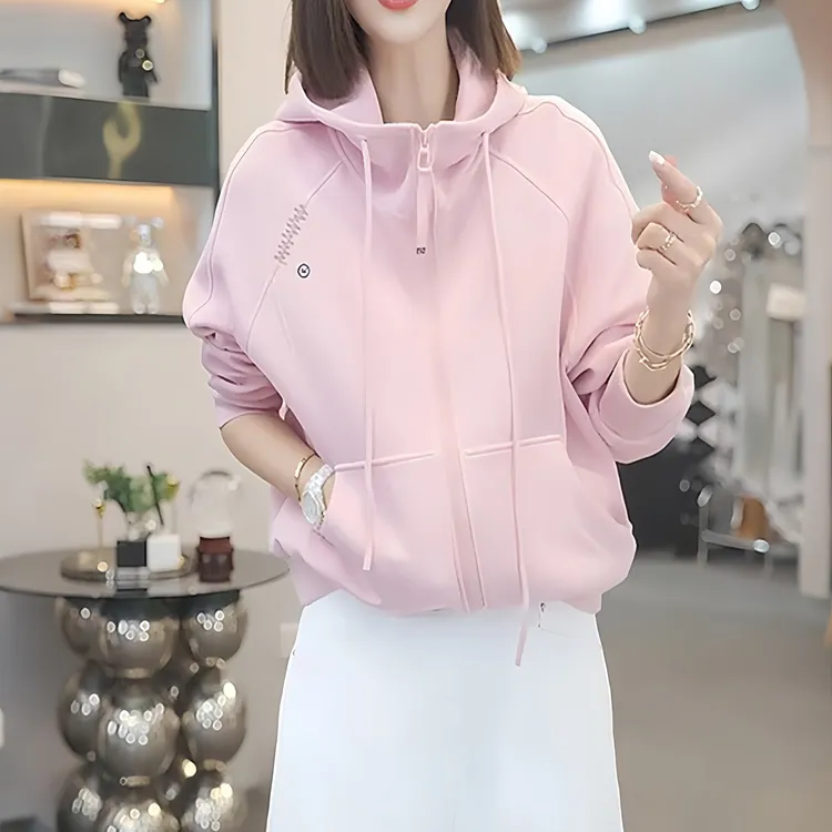 时尚洋气减龄宽松连帽卫衣春秋季百搭休闲高级感宽松显瘦外套女装