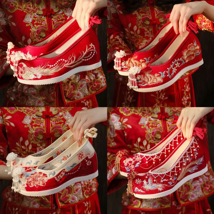 云芙鹿春秋新款流苏汉服绣花鞋古风绣花鞋新娘鞋婚鞋中式汉服鞋