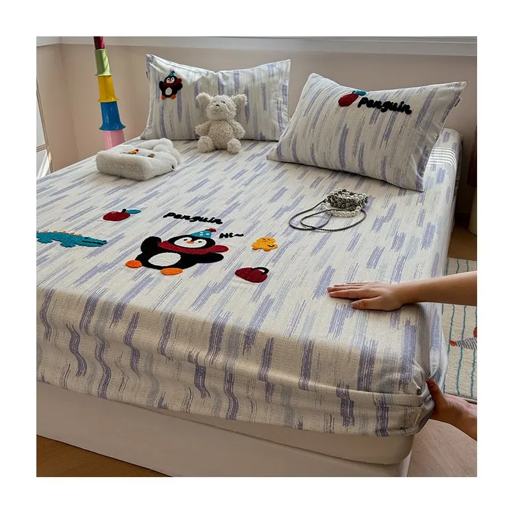 A类可爱萌趣企鹅全棉单件2025新款加厚床垫保护罩纯棉