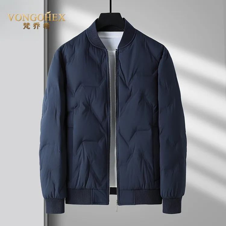 VONGOHEX休闲羽绒服男士冬季保暖棒球领上衣商务加厚夹克羽绒外套