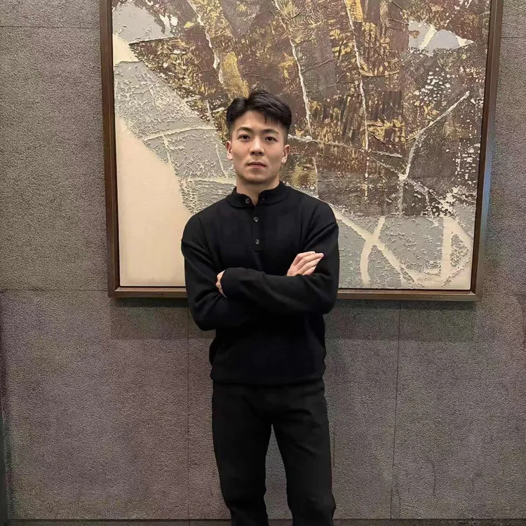 复古花灰色亨利领毛衣潮牌男冬季美式高级感慵懒风内搭纯色针织衫