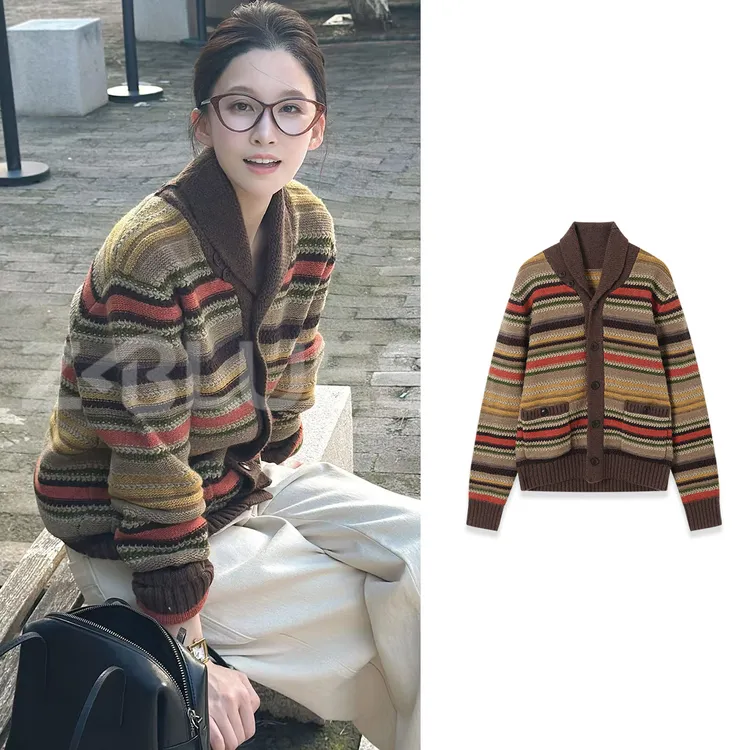 【艺术家】重工提花羊毛针织开衫外套百搭老钱风女装YZLHKZ0144