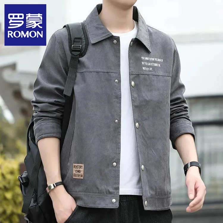 罗蒙工装外套男士春秋季新款宽松翻领夹克抗皱防风休闲运动上衣男