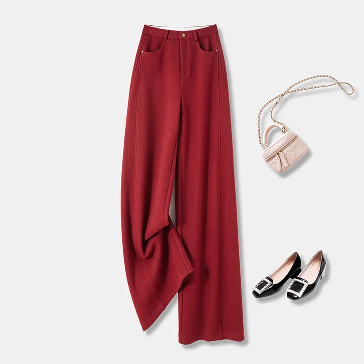 【当红不让】加绒加厚阔腿裤女2025年冬季新款高腰A版休闲裤25285