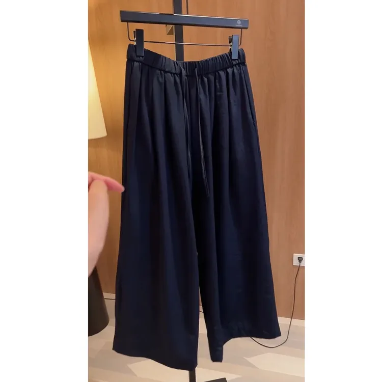 艾塔莉夏季女款薄款休闲裤宽松舒适运动型松紧腰阔腿裤子垂感显瘦