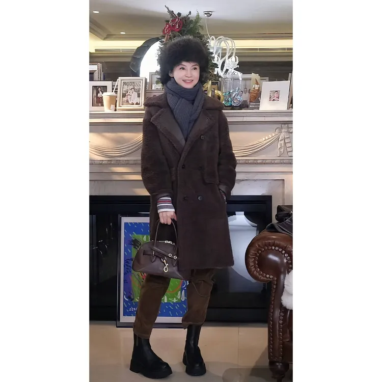 我是摩羯 卷卷冬日 南非进口奥尔良希尔羊毛长袖大衣外套