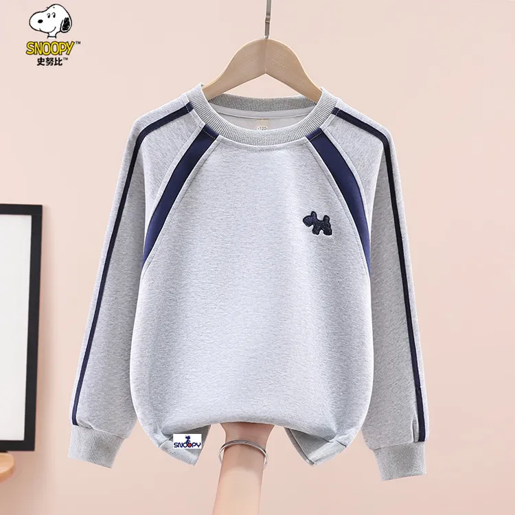 史努比男童插肩袖卫衣春秋款2025新款中大儿童装痞帅男孩秋装上衣