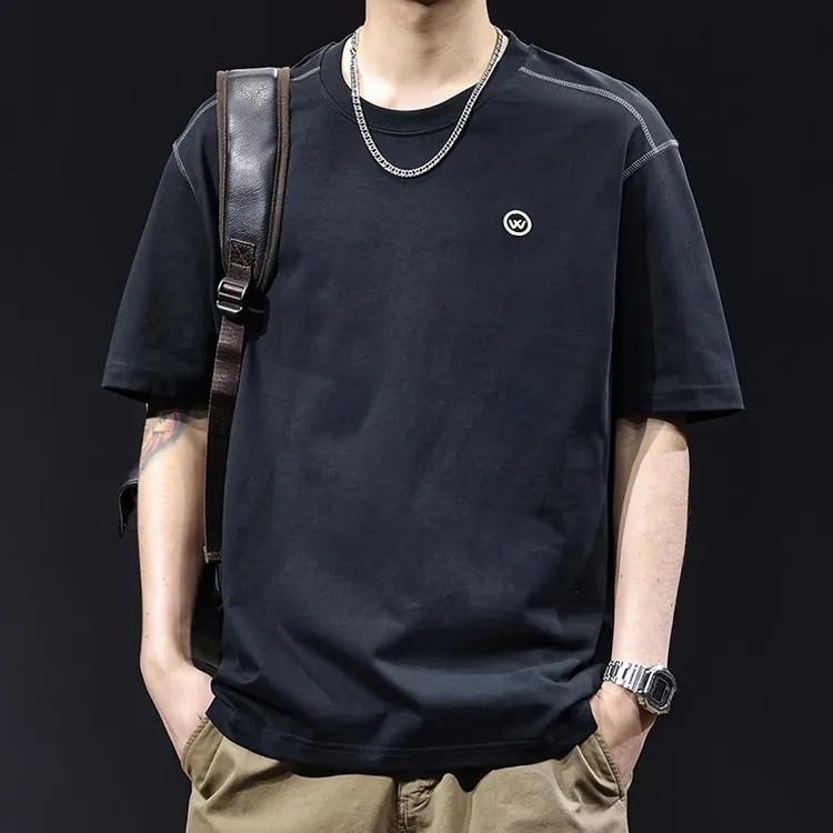 重磅300克黑色短袖t恤男士宽松大码夏季2025新款衣服高端男装体恤