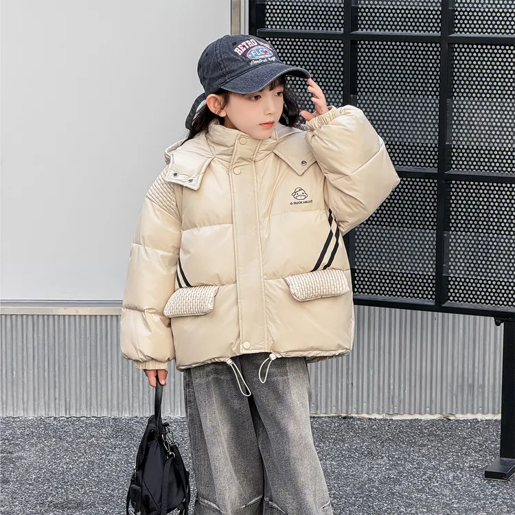 儿童秋冬韩版绗棉设计羽绒服男女宝宝加厚冬季保暖连帽防寒外套