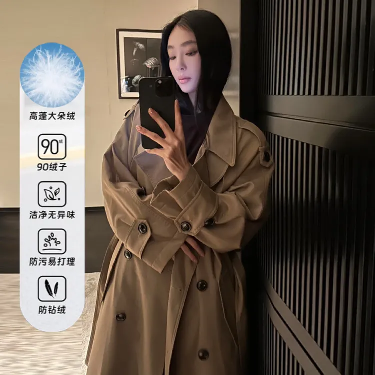 巴黎旧梦羽绒服女2025冬季新款高级感时尚宽松中长款保暖风衣外套