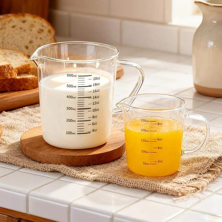 onlycook带刻度微波手柄款耐热高硼硅牛奶杯加厚刻度计量杯打蛋杯