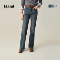 Eland衣恋牛仔裤女复古微喇裤高腰长裤子EETJF49M06