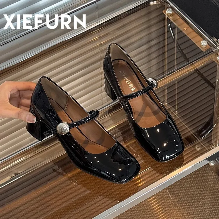 方头网红爆款2025春夏新款韩版通勤方头玛丽珍女鞋法式温柔粗跟单