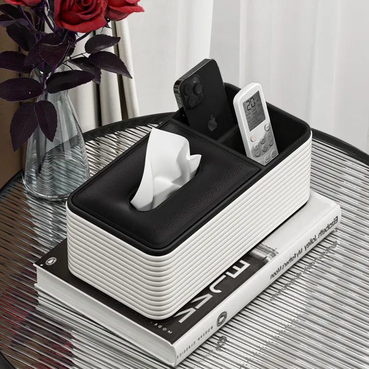 坤福纸巾盒客厅家用高档轻奢弹簧托多功能茶几遥控器收纳盒抽纸盒