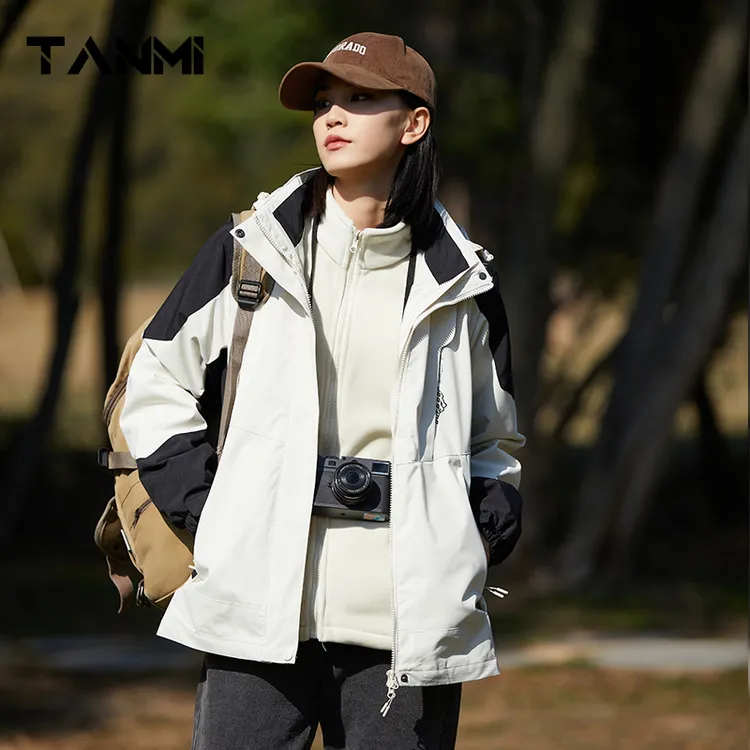 品牌原厂爆款冲锋衣三合一可拆卸加绒加厚防风防水情侣登山服女款