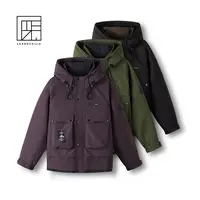 情侣厚款多口袋连帽羽绒服 户外耐磨防风厚实保暖防风工装外套