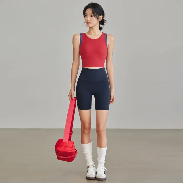 TEETKE运动套装女防震跑步内衣工字背心撞色瑜伽服训练健身文胸新